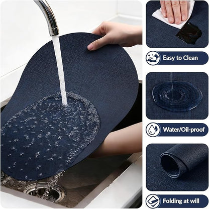 Placemats Set of 8, 11.8 x 17 Inch, Waterproof Wipeable Reversible PU Placemat - Image 5