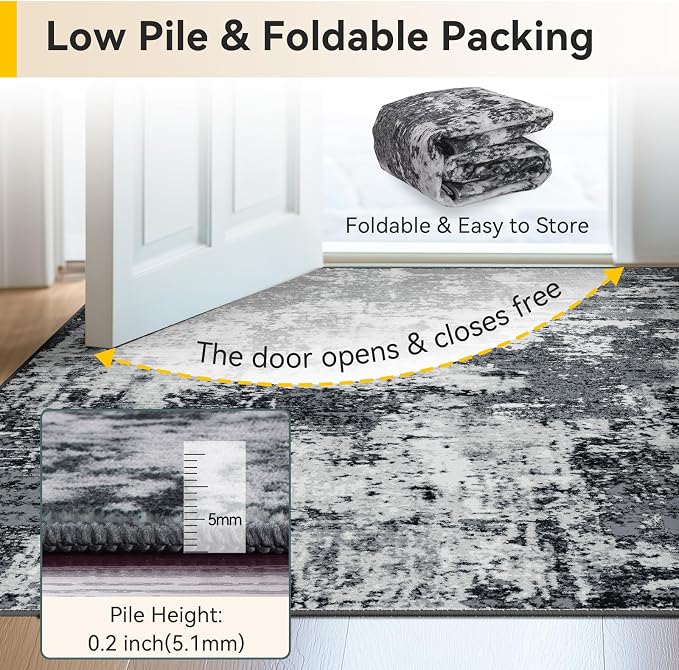 RELEANY Washable Area Rugs 8ft Non-Slip Modern Abstract Soft - Image 3