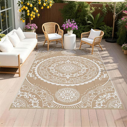Pauwer Waterproof Outdoor Rug 5x8, Reversible Plastic Straw Patio Camping Rug by Pauwer