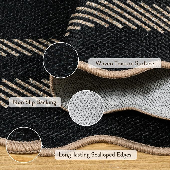 LIVEBOX Scalloped Easy Jute 2x3 Kitchen Rug, Washable Non Slip Farmhouse Area - Image 5