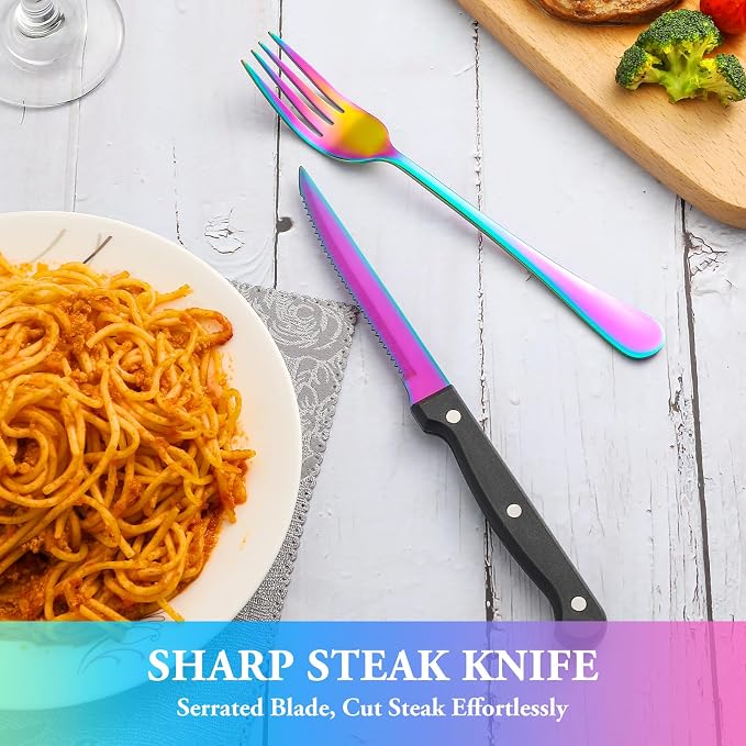 72 Pcs Rainbow Silverware Set - Image 5