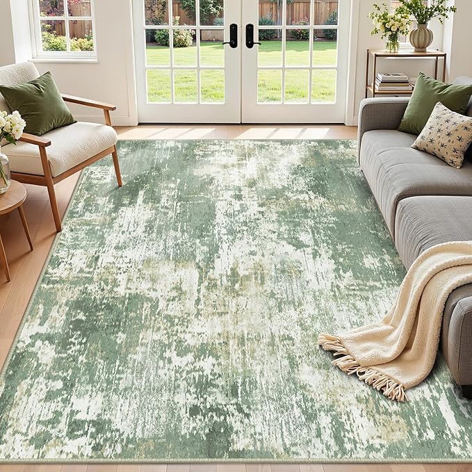 RELEANY Washable Area Rugs 4'x6' Non-Slip Modern Abstract Soft - Image 8