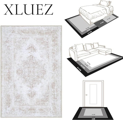 XLUEZ Area Rug 10x12 Living Room Rug, Machine Washable Vintage Distressed - Image 8