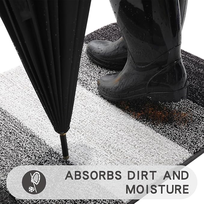 Kitinjoy Indoor Outdoor Door Mat, 36x24 Non-Slip Absorbent Dirt Trapper - Image 2
