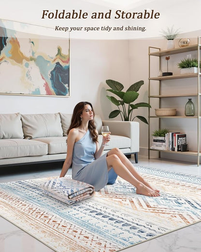 Miukiki 9x12 Area Rug for Living Room Moroccan Washable Rugs Non Slip Indoor - Image 5