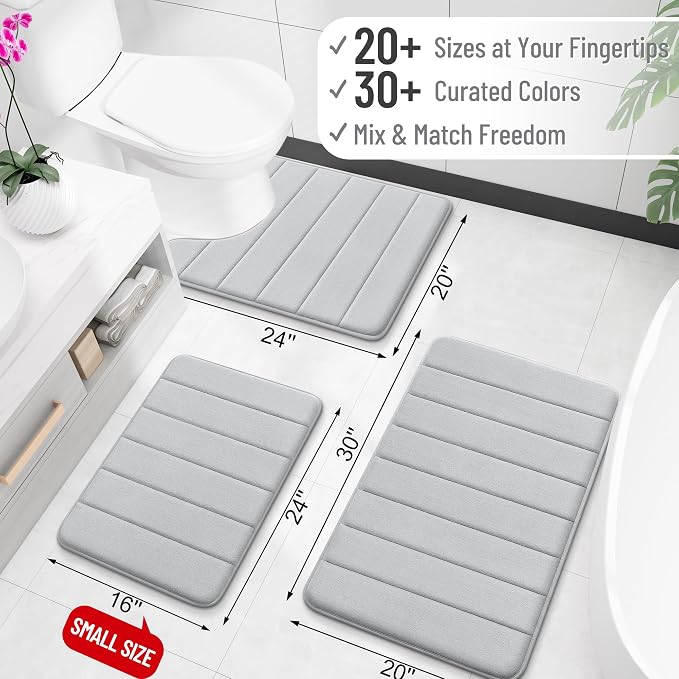 OLANLY Memory Foam Long Bathroom Rugs Runner 59x24, Super Soft Absorbent Bath - Image 2