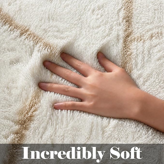 ONASAR 8x10 Area Rugs for Living Room, Fluffy White and Beige Bedroom Rug - Image 2