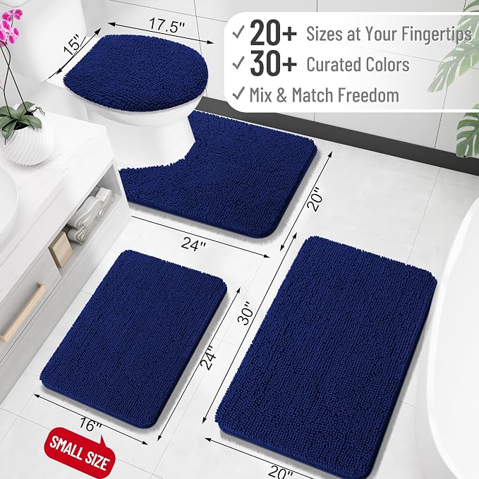 OLANLY Toilet Rugs U-Shaped 24x24, Extra Soft Absorbent Chenille Contour - Image 2
