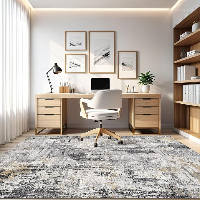 6x8 Area Rug Living Room: Washable Large Abstract Soft Stain Resistant Indoor - Image 8