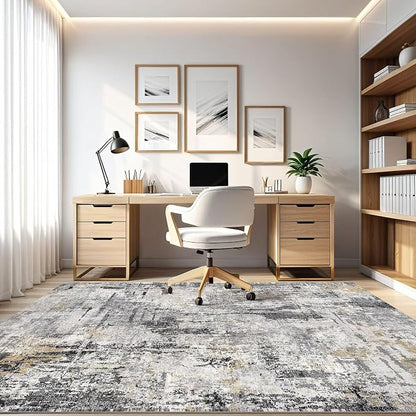7x10 Area Rug Living Room: Washable Large Abstract Soft Stain Resistant Indoor - Image 8
