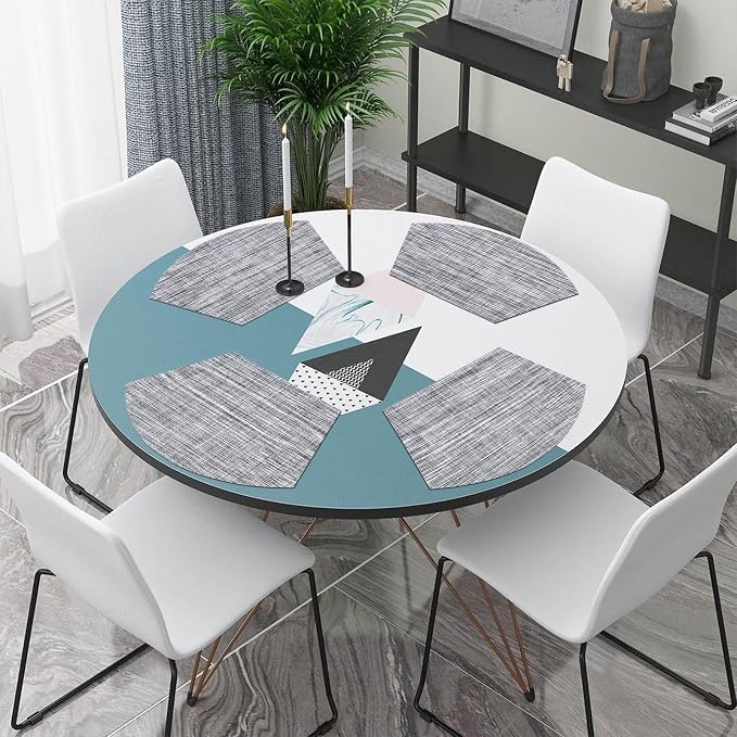 SHACOS Wedge Placemats Set of 4 Round Table Placemats Woven Vinyl Place Mats - Image 5