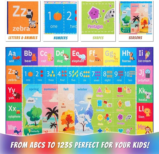 Macgace ABC Kids Rug for Playroom, 6x9 Washable Classroom Area Rugs, Toddler - Image 8