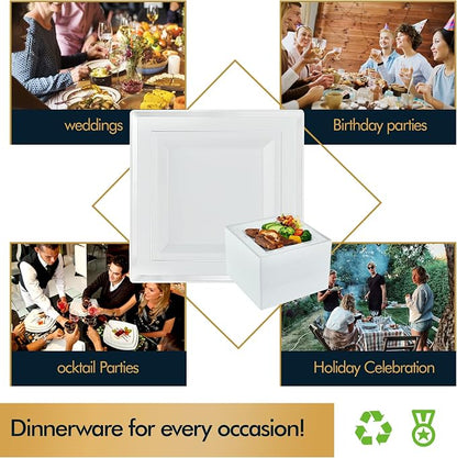 Vplus 90 Pack 9.5in White Disposable Plastic Party Plates - Image 4