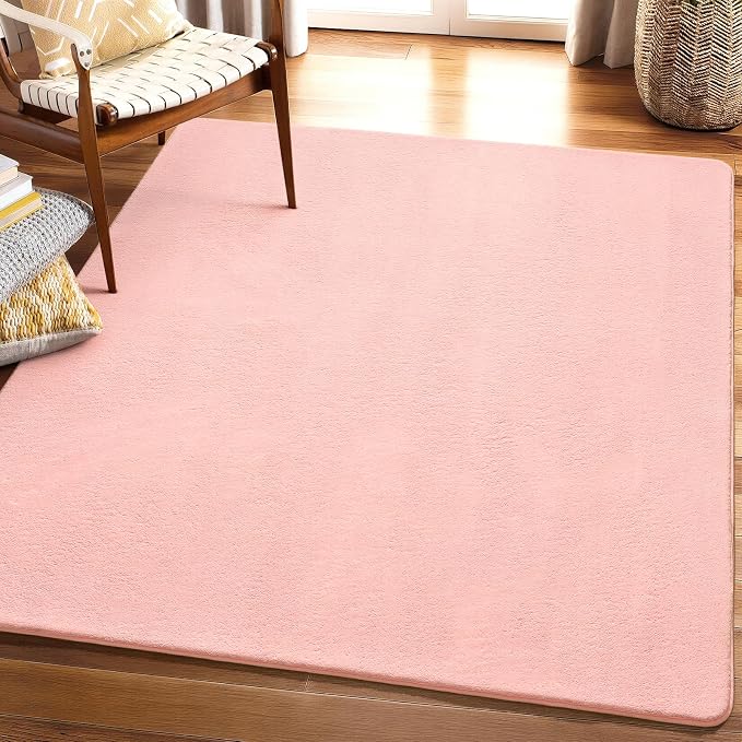 Amearea 5x5 Square Area Rugs for Bedroom Living Room, Modern Pink Thickened - Image 8