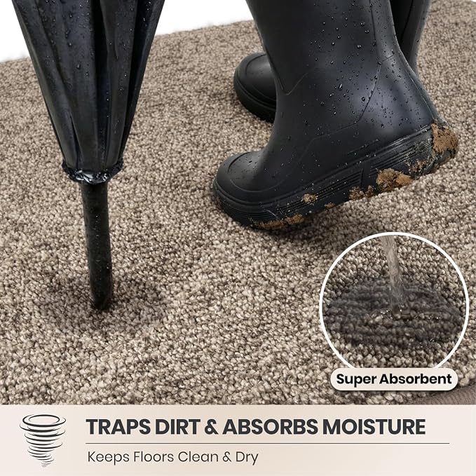 PURRUGS Dirt Trapping Door Mat 34" x 59", Non-Slip Machine Washable Entry Rug - Image 2