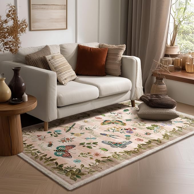 4x6 Washable Area Rugs for Entryway: Small Living Room Rug Stain Resistant Non by palohom