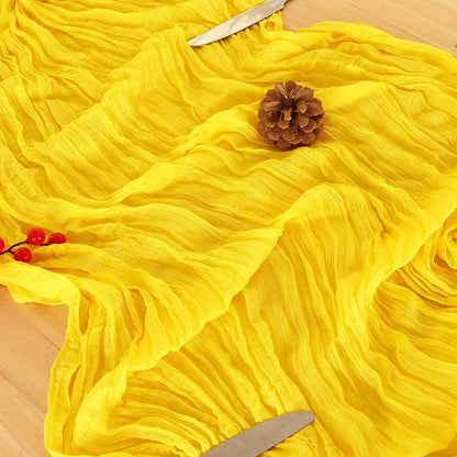 1 Pack Yellow Cheesecloth Table Runner 120 Inch Boho Wedding Decor | - Image 5
