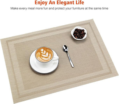 Placemats Set of 12, Vinyl PVC Heat Resistant Washable Placemats Set, Non Slip - Image 7