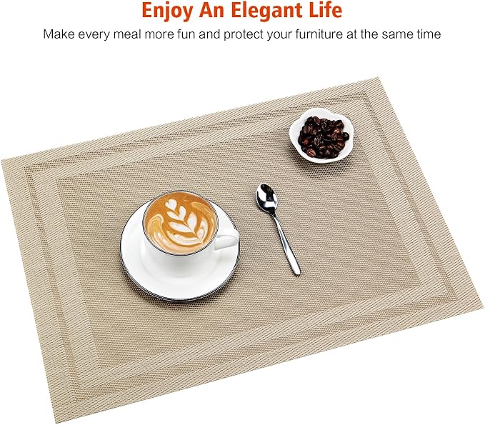 Placemats Set of 8, Vinyl PVC Heat Resistant Washable Placemats Set, Non Slip - Image 7