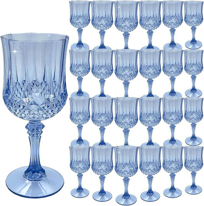 24Pack Plastic Wine Glasses, 7oz Vintage Goblets by LEYIQU