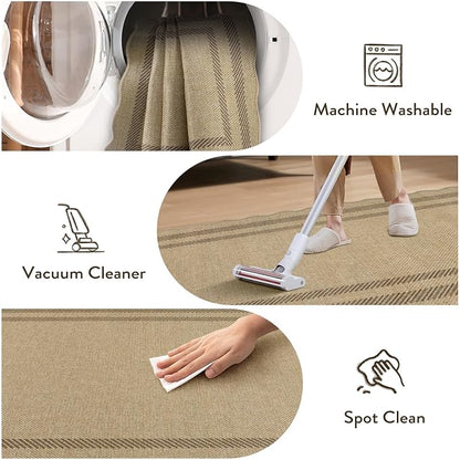 LIVEBOX Scalloped Washable 5x7 Rug, Easy Jute Tan Rugs - Image 5
