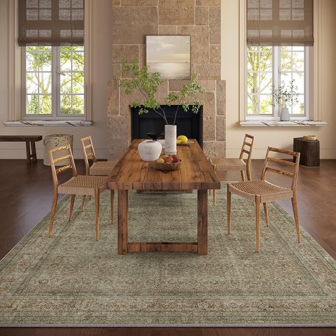 Washable Area Rugs for Living Room: 8x10 Bedroom Rug Boho Vintage Rugs Stain - Image 5