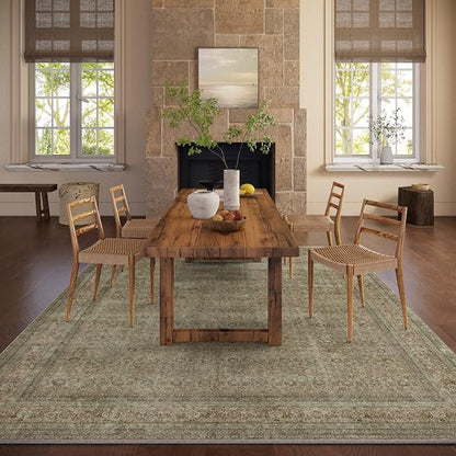 Washable Area Rugs for Living Room: 8x10 Bedroom Rug Boho Vintage Rugs Stain - Image 5