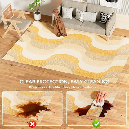 Clear Floor Mat 5x8 for Under Dining Table – Plastic Waterproof Non Slip Vinyl - Image 4