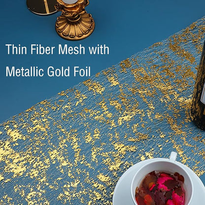 Snowkingdom Glitter Metallic Gold Table Runner 11"x108" Thin Mesh Sparkle - Image 2
