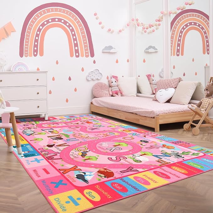 Terrug Kids Rug for Playroom, Educational Classroom Rug for Kids Room, Washable - Image 6