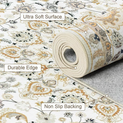 5x7 Area Rugs Living Room Rug: Washable Vintage Boho Rug No Slip Stain - Image 6