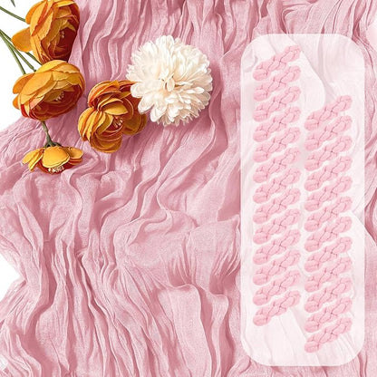 25 Pack Light Pink Cheesecloth Table Runner, 17 x 108 Inch, Semi-Sheer by Unknown