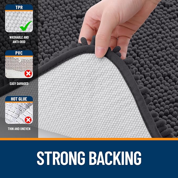 OLANLY Bathroom Rugs 34x21, Extra Soft Absorbent Chenille Bath Rugs, Rubber - Image 6