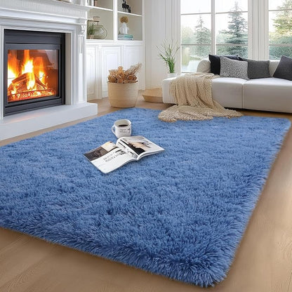 qulint Blue Rug for Living Room 5x7, Large Fluffy 5x7 Area Rug for Bedroom Soft by QULINT