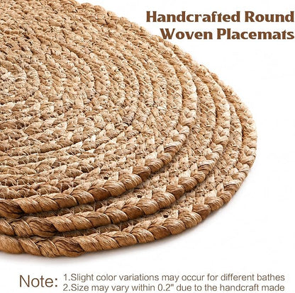 Aofmee 12 inch Round Woven Placemats Set of 10, Boho Rattan Place Mats - Image 9