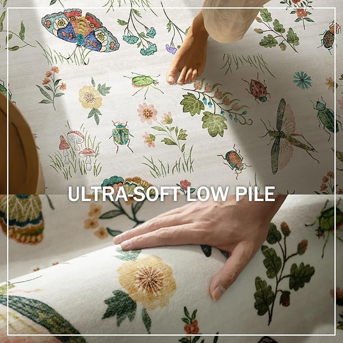 Washable Area Rugs for Living Room: 5x7 Bedroom Rug Vintage Rugs Stain - Image 5