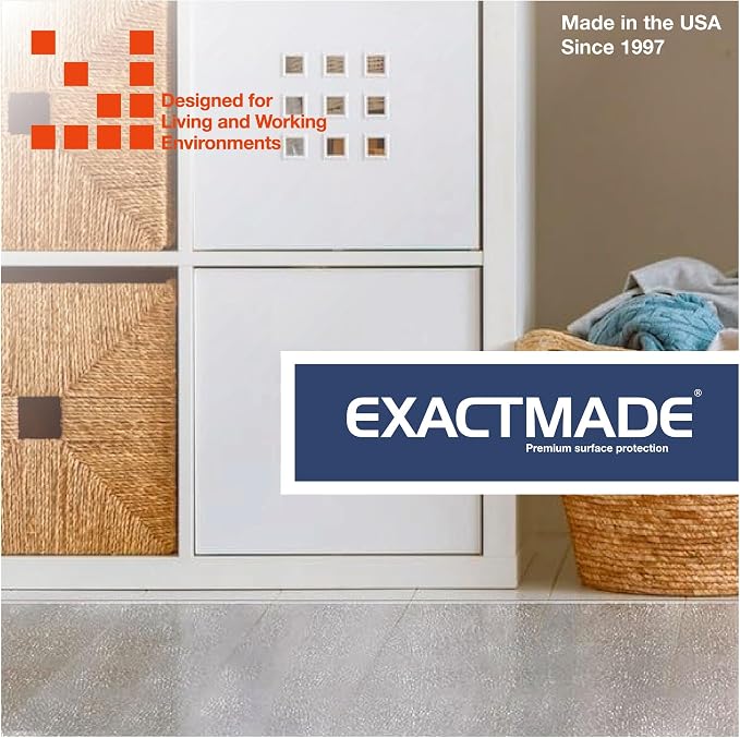 Clear Hard Floor Runner, USA Made, 40 x 40 Inch, 2mm Thick Clear Vinyl - Image 6