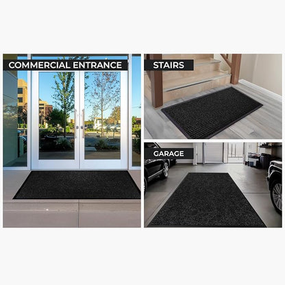 Large Door Mat 3' x 5' Black, Heavy Duty Commercial Floor Mat, Industrial Floor - Image 2