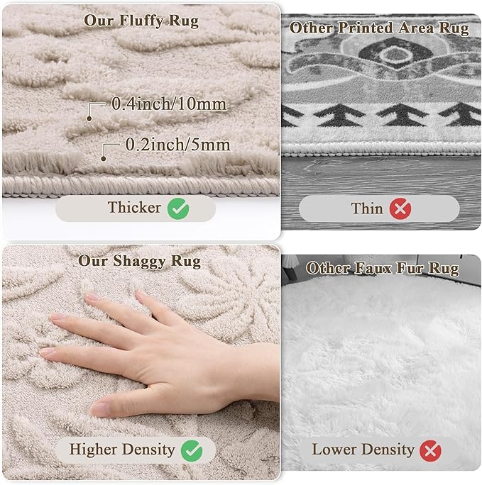Vaukki 2x8 Runner Rug for Living Room, Soft Fluffy Washable Modern Floral - Image 6
