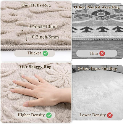 Vaukki 6x9 Area Rug for Living Room, Soft Fluffy Washable Modern Floral Indoor - Image 6