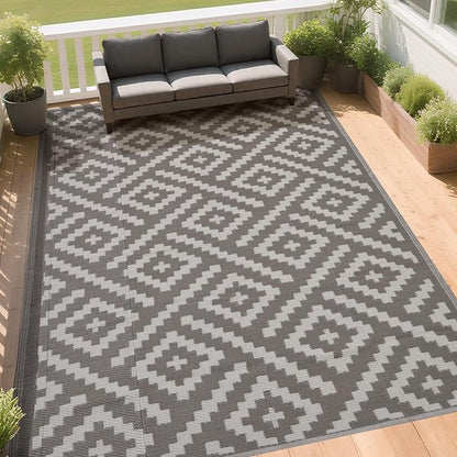 RURALITY Outdoor Rugs 5x8 Feet for Patios Clearance, Plastic Straw Waterproof - Image 3