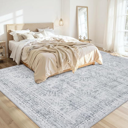 Area Rugs 9x12 Living Room: Vintage Boho Neutral Washable Rug Indoor Soft Large - Image 2