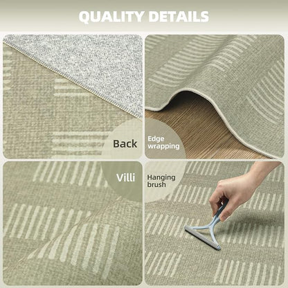 Washable Rugs 8x10 Area Rugs for Living Room, Ultra Soft Faux Wool Retro Carpets - Image 3
