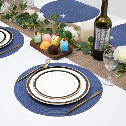 SHACOS Round Placemats Set of 6 Washable 15 inch Round Table Mats Cotton - Image 6