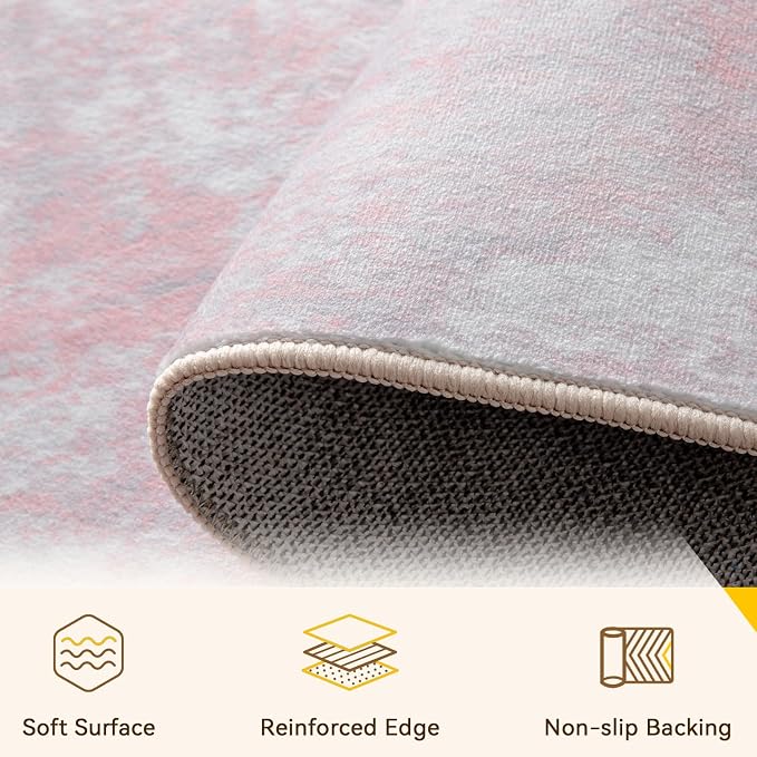 RELEANY Washable Area Rugs 8ft Non-Slip Modern Abstract Soft - Image 3