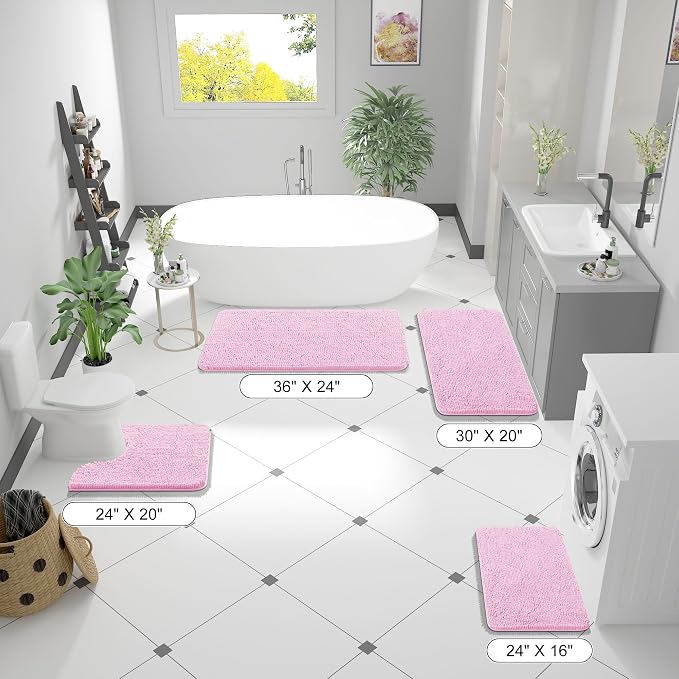 OLANLY Bathroom Runner Rugs 70x24, Extra Soft Absorbent Chenille Bath Rugs - Image 2
