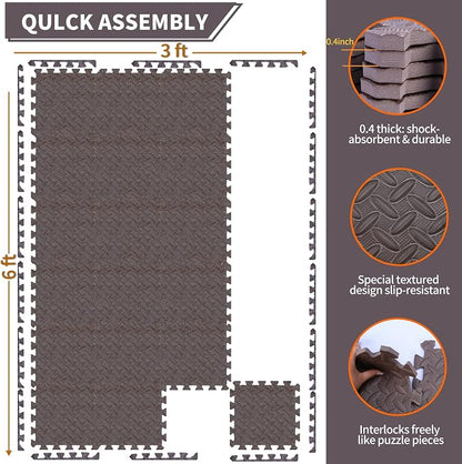 Gym Flooring for Home Gym, 12.6"x12.6"x0.4" EVA Exercise Mats, Puzzle Floor Mat - Image 2