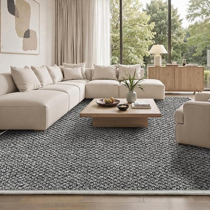Faux Jute Area Rug 6'x9', Washable & Non-Slip, No Odor. Farmhouse Boho Style by Unknown