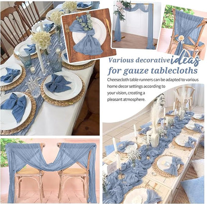 Pesonlook Cheesecloth Table Runner Dusty Blue, 20 Pack 17.7x108 inch, Long | - Image 7