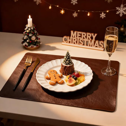 Placemats Set of 8, DOLOPL Reversible Dual-Color Faux Leather Place Mats - Image 2